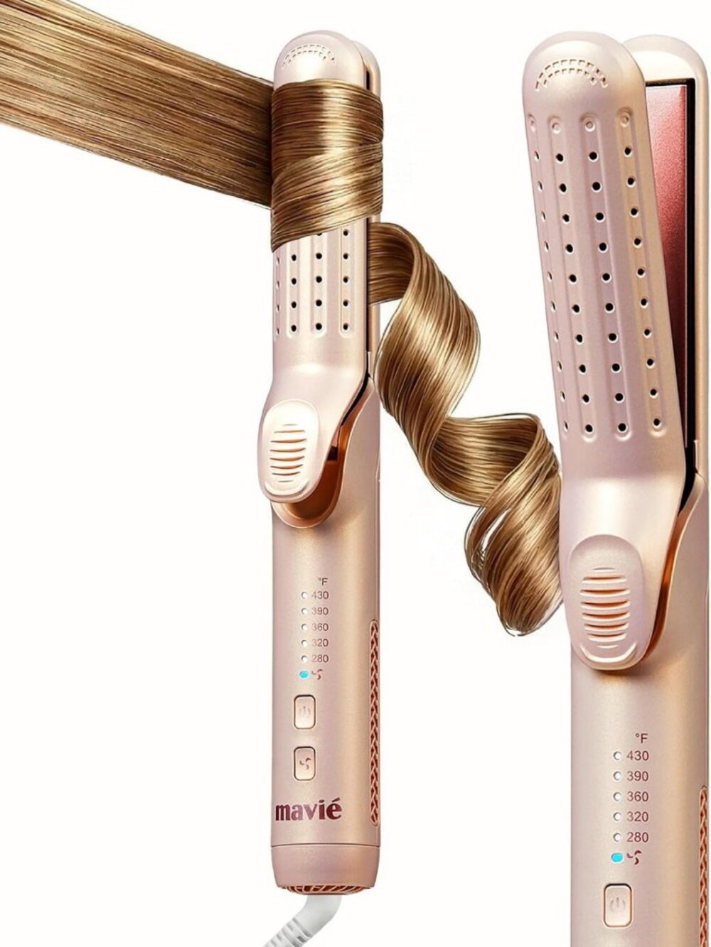2-in-1 Curling Wand & Hair Straightener, Ceramic Flat Iron with 360° Airflow